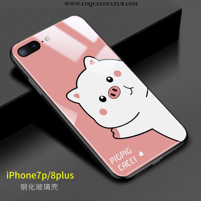 Étui iPhone 8 Plus Protection Mignonne Dessin Animé, Coque iPhone 8 Plus Verre Charmant Verte