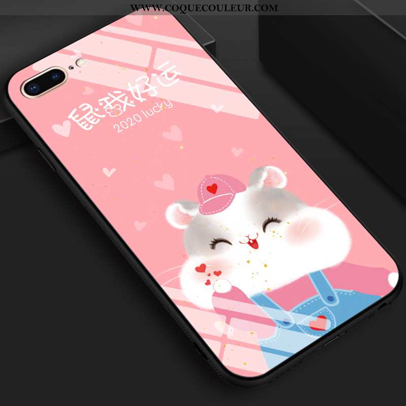 Coque iPhone 8 Plus Silicone Net Rouge Coque, Housse iPhone 8 Plus Ornements Suspendus Rose