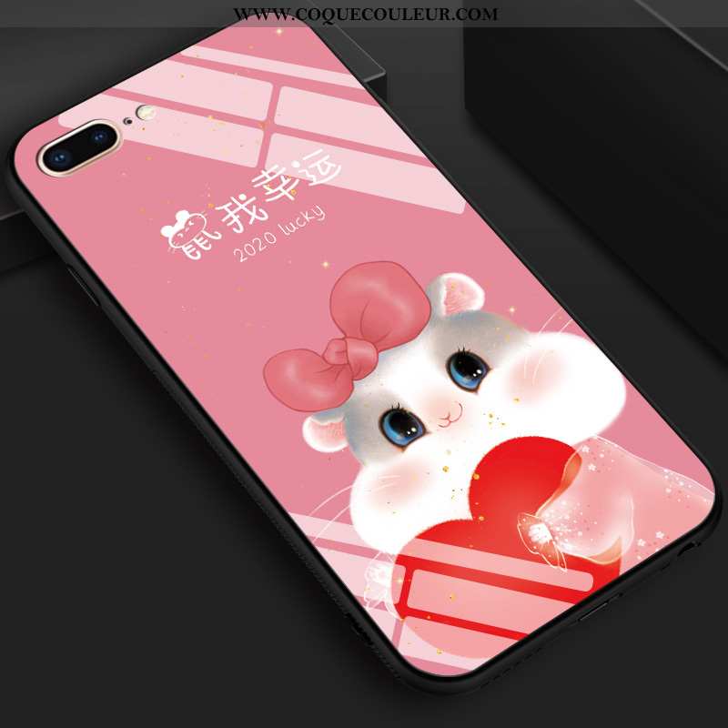 Coque iPhone 8 Plus Silicone Net Rouge Coque, Housse iPhone 8 Plus Ornements Suspendus Rose