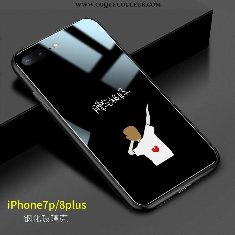 Étui iPhone 8 Plus Créatif Amoureux Simple, Coque iPhone 8 Plus Verre Blanc Blanche
