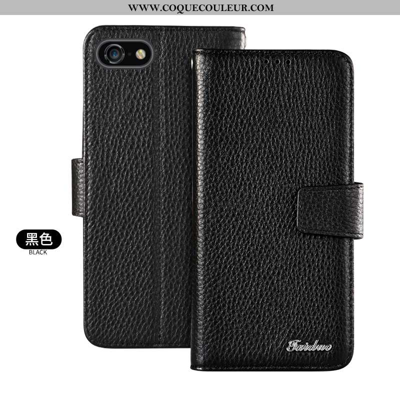 Étui iPhone 8 Plus Cuir Téléphone Portable Housse, Coque iPhone 8 Plus Protection Véritable Rouge