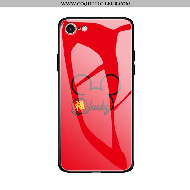 Housse iPhone 8 Silicone Verre Net Rouge, Étui iPhone 8 Protection Fluide Doux Rouge