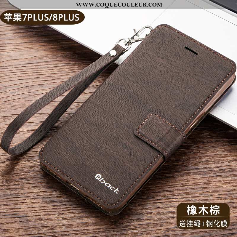 Housse iPhone 8 Protection Incassable Étui, Étui iPhone 8 Cuir Doré