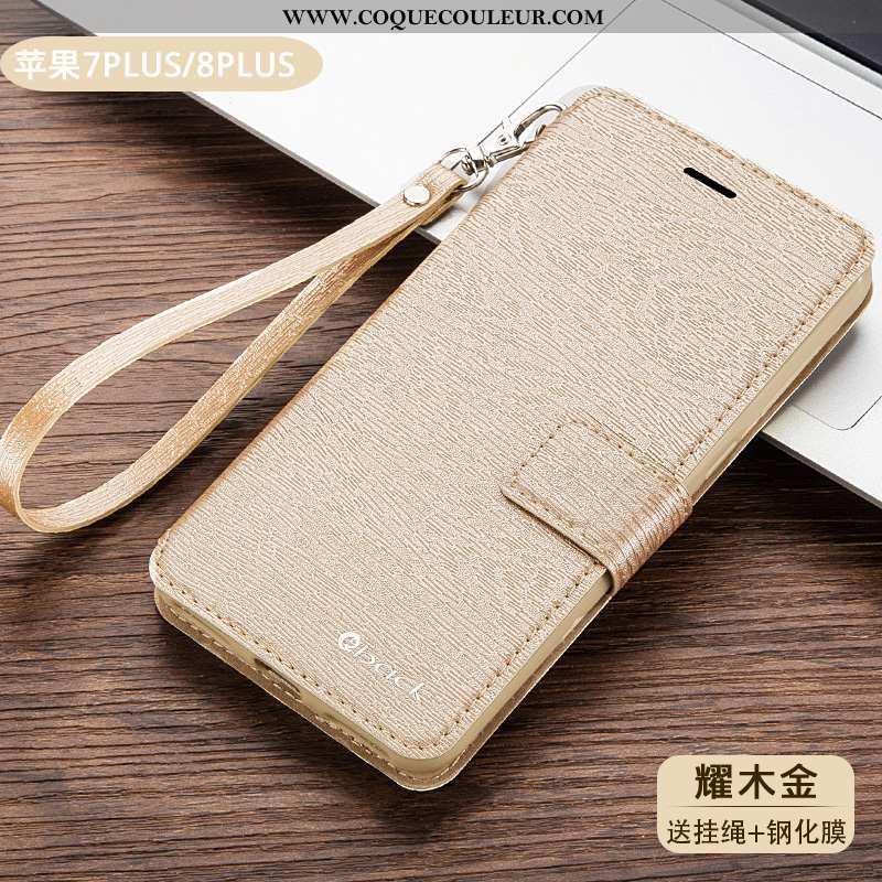 Housse iPhone 8 Protection Incassable Étui, Étui iPhone 8 Cuir Doré