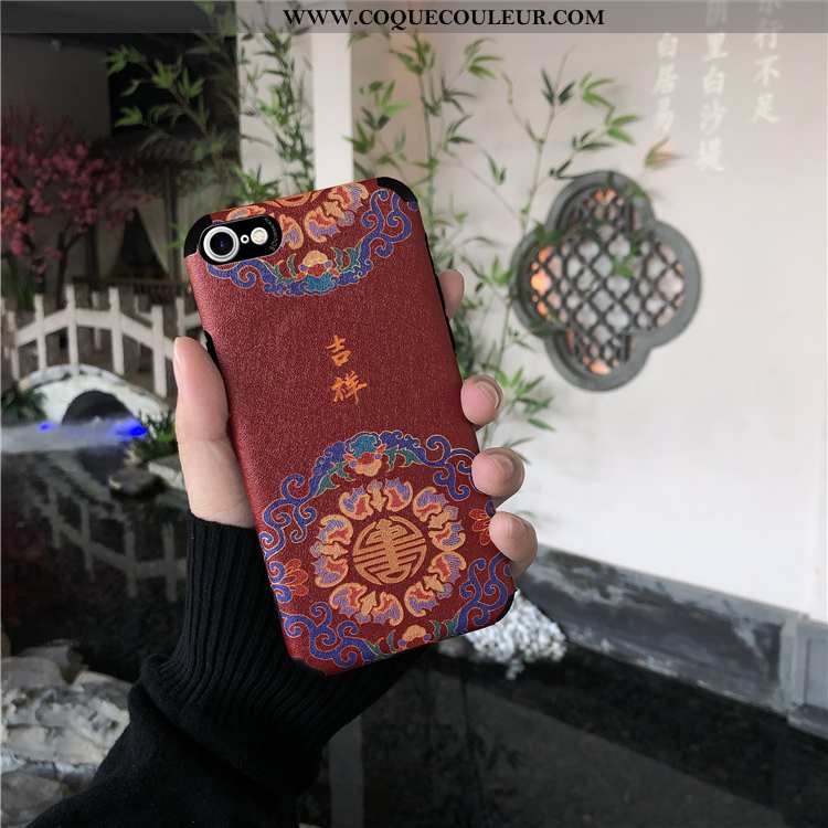 Étui iPhone 8 Protection Modèle Fleurie Soie Mulberry, Coque iPhone 8 Ornements Suspendus Style Chin