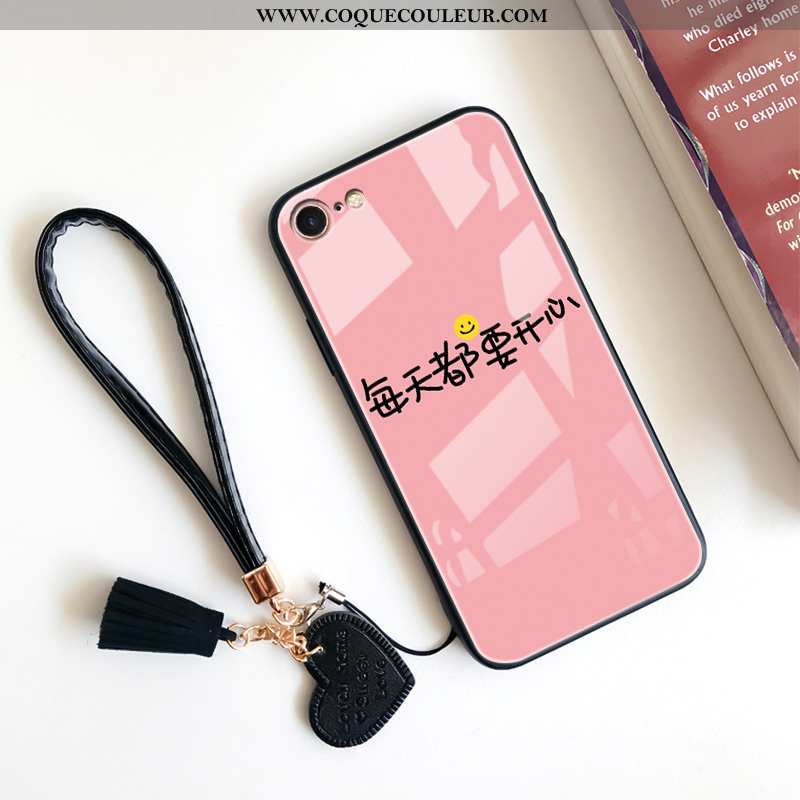 Étui iPhone 8 Fluide Doux Verre Créatif, Coque iPhone 8 Silicone Tout Compris Rose