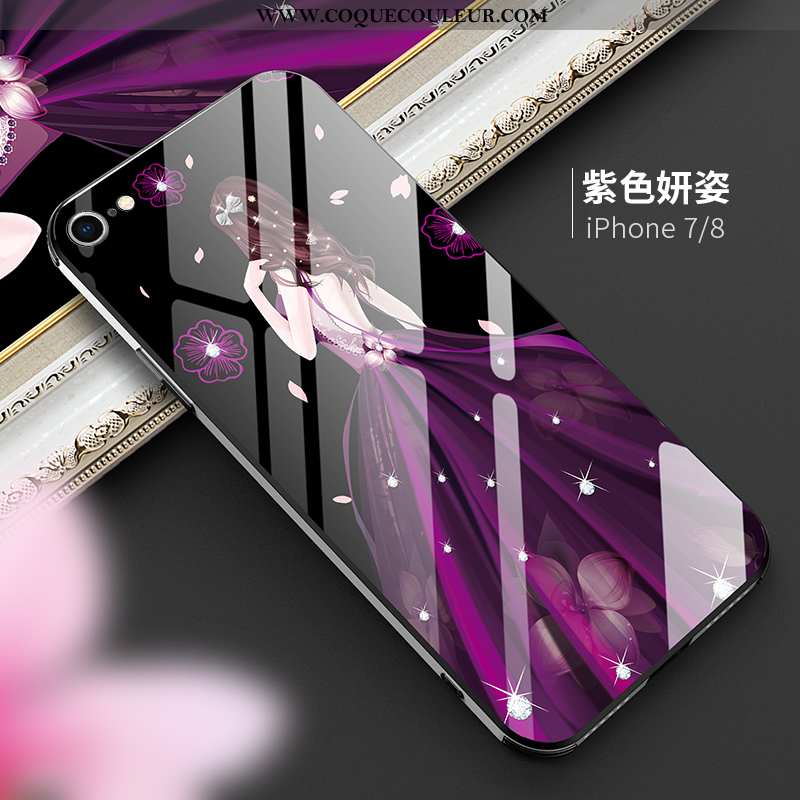 Étui iPhone 8 Tendance Violet Téléphone Portable, Coque iPhone 8 Protection Net Rouge