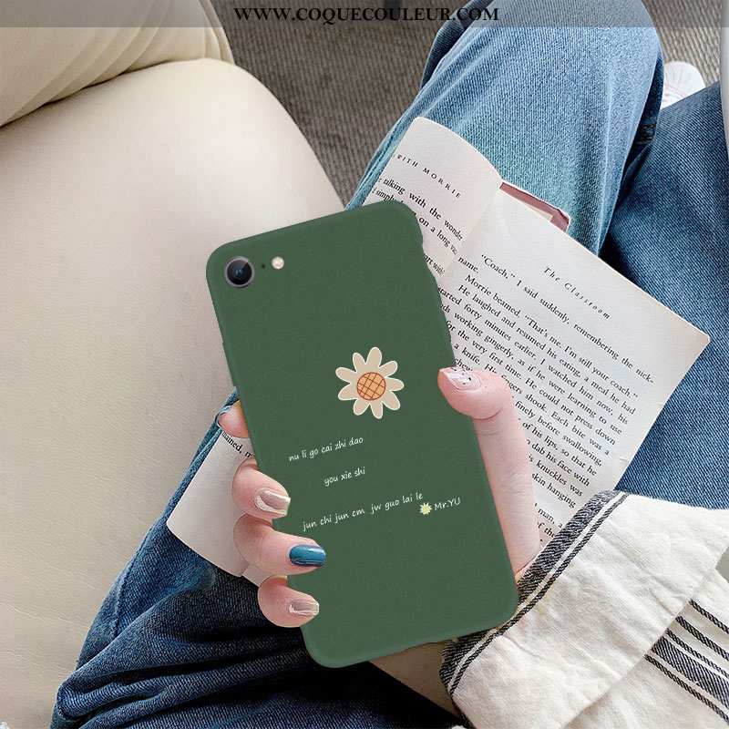 Housse iPhone 8 Fluide Doux Art Téléphone Portable, Étui iPhone 8 Silicone Verte