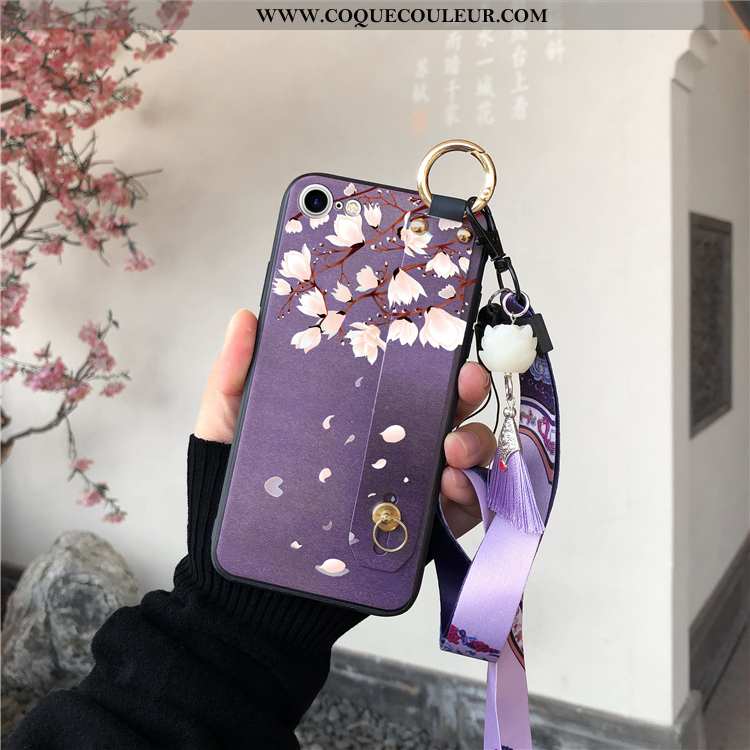 Housse iPhone 8 Cou Suspendu Violet Étui, Étui iPhone 8 Tendance Fleur De Pêche