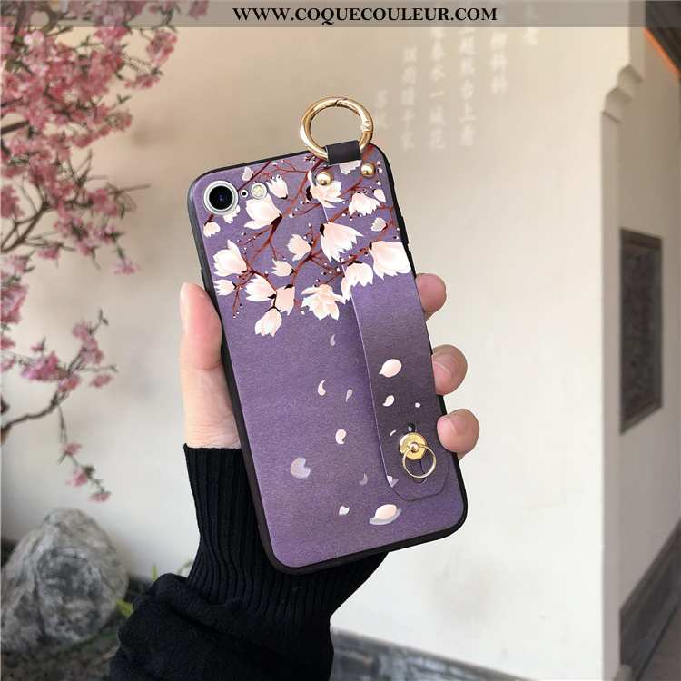 Housse iPhone 8 Cou Suspendu Violet Étui, Étui iPhone 8 Tendance Fleur De Pêche