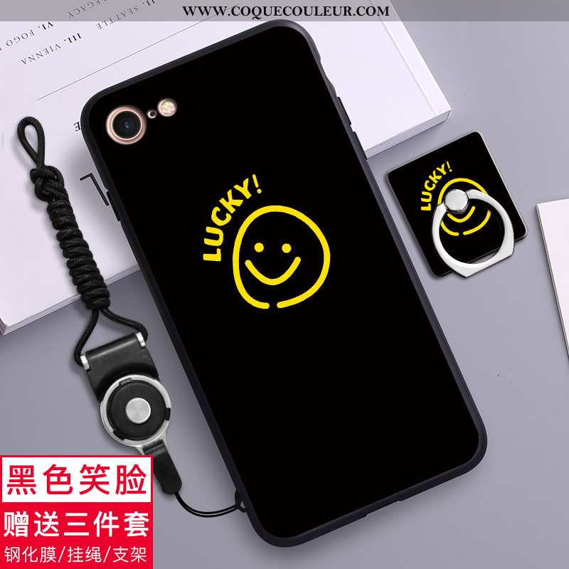 Étui iPhone 8 Fluide Doux Créatif Dessin Animé, Coque iPhone 8 Silicone Tendance Noir