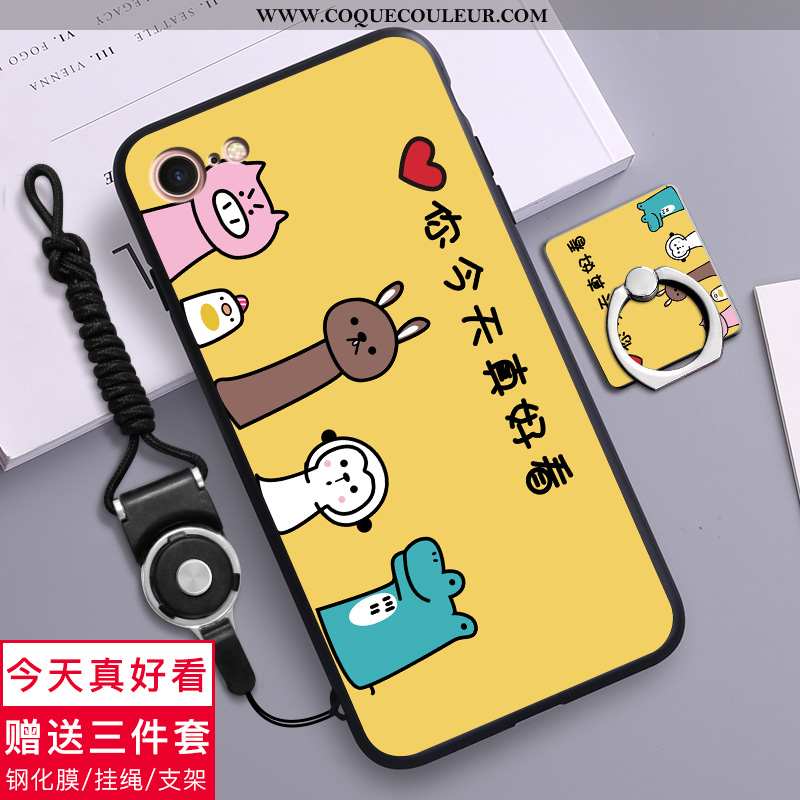 Étui iPhone 8 Fluide Doux Créatif Dessin Animé, Coque iPhone 8 Silicone Tendance Noir