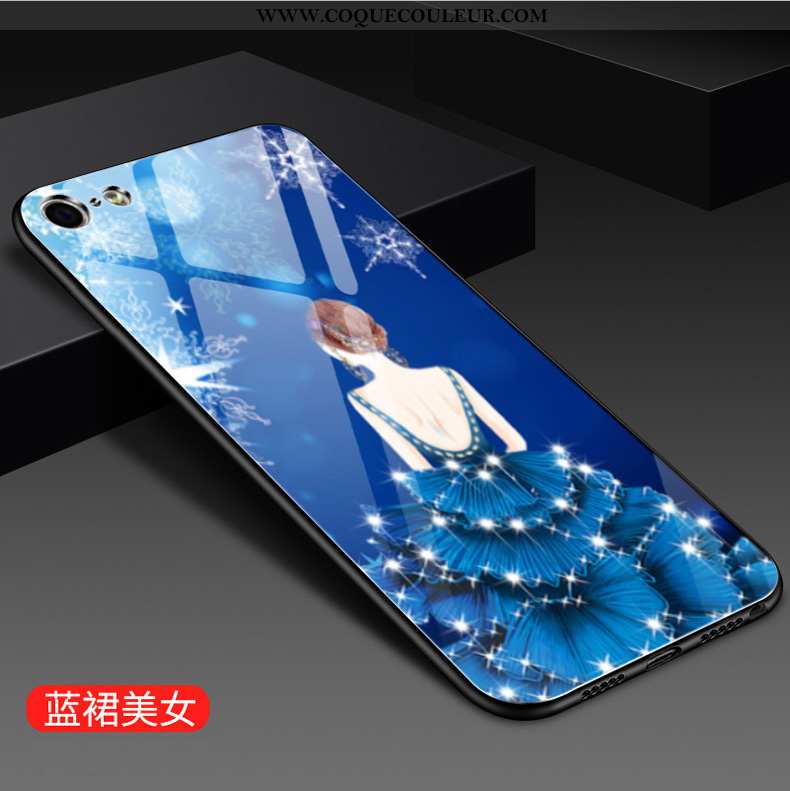 Housse iPhone 8 Tendance Miroir Luxe, Étui iPhone 8 Fluide Doux Tout Compris Bleu