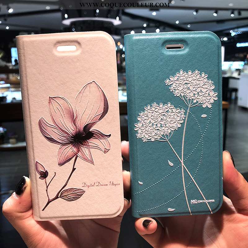 Étui iPhone 8 Cuir Bleu Créatif, Coque iPhone 8 Protection Floral