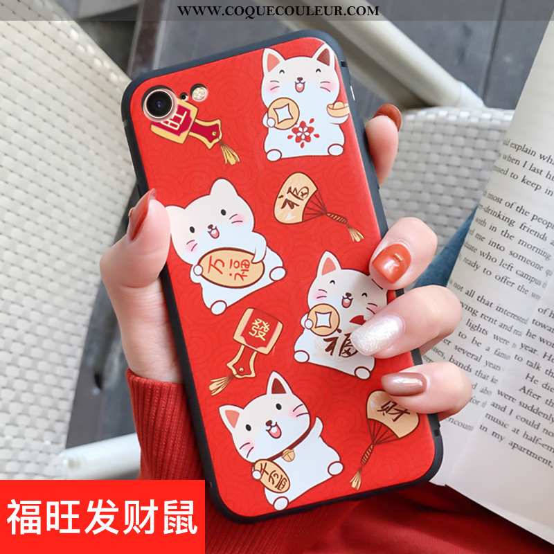 Étui iPhone 8 Créatif Grand Rat, Coque iPhone 8 Dessin Animé Silicone Rouge