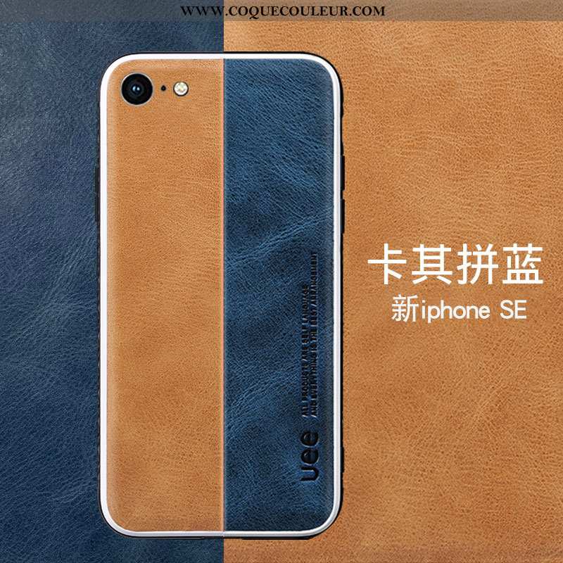 Housse iPhone Se (nouveau) Protection Coque Bleu, Étui iPhone Se (nouveau) Cuir Véritable Bleu