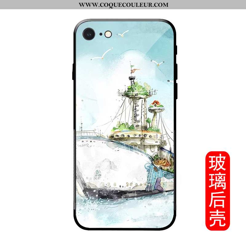 Coque iPhone Se (nouveau) Dessin Animé Créatif Verre, Housse iPhone Se (nouveau) Silicone Téléphone 