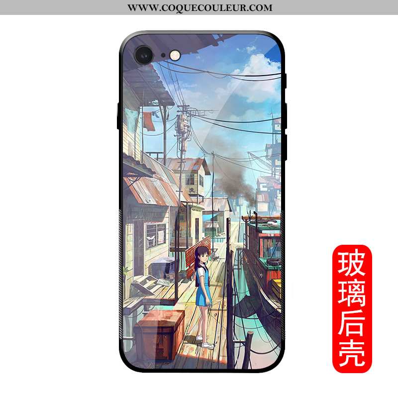 Coque iPhone Se (nouveau) Dessin Animé Créatif Verre, Housse iPhone Se (nouveau) Silicone Téléphone 