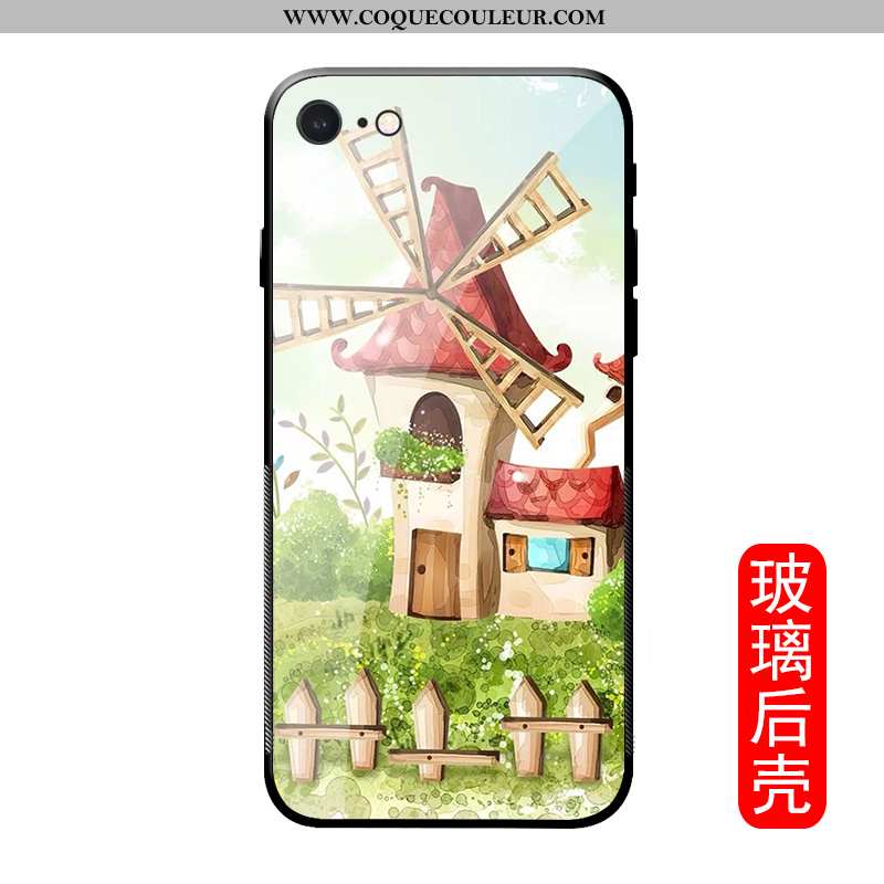 Coque iPhone Se (nouveau) Dessin Animé Créatif Verre, Housse iPhone Se (nouveau) Silicone Téléphone 