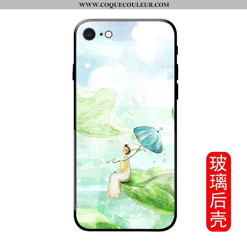 Coque iPhone Se (nouveau) Dessin Animé Créatif Verre, Housse iPhone Se (nouveau) Silicone Téléphone 