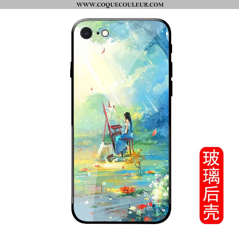 Coque iPhone Se (nouveau) Dessin Animé Créatif Verre, Housse iPhone Se (nouveau) Silicone Téléphone 