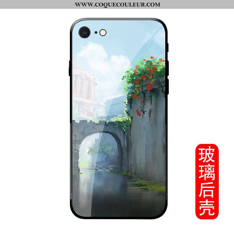 Coque iPhone Se (nouveau) Dessin Animé Créatif Verre, Housse iPhone Se (nouveau) Silicone Téléphone 