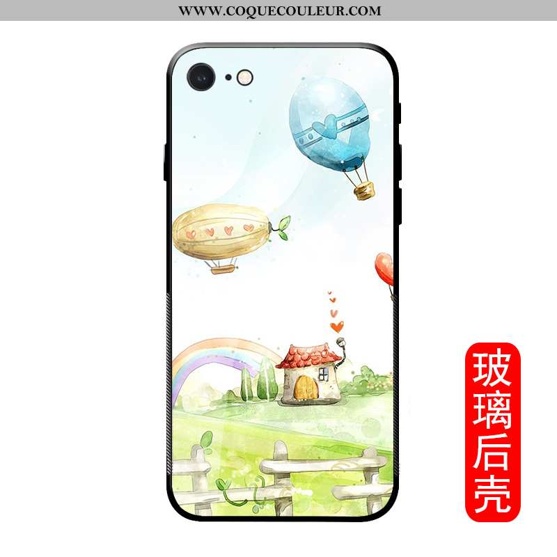 Coque iPhone Se (nouveau) Dessin Animé Créatif Verre, Housse iPhone Se (nouveau) Silicone Téléphone 