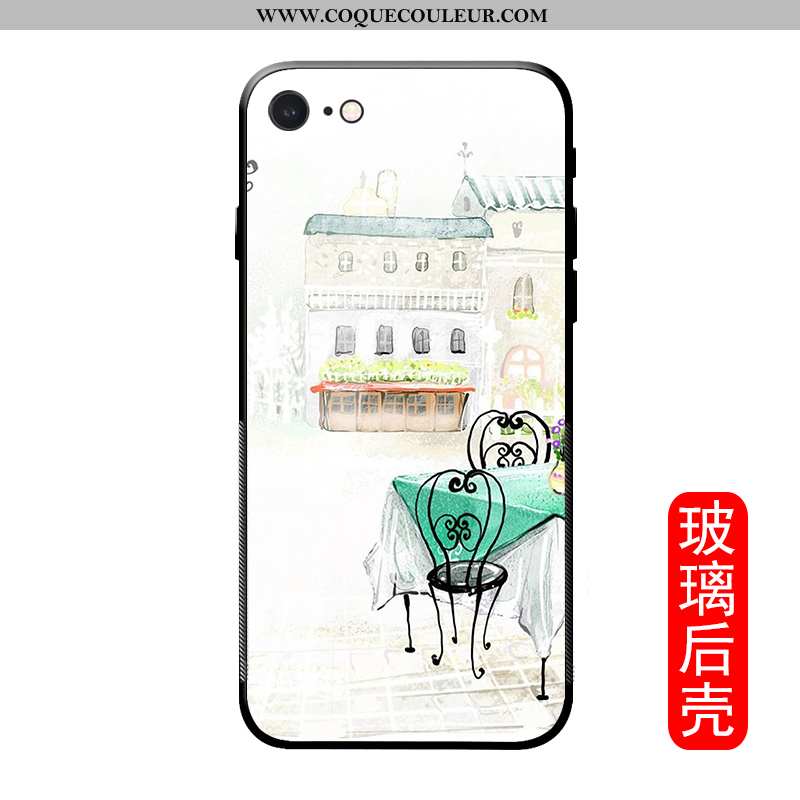 Coque iPhone Se (nouveau) Dessin Animé Créatif Verre, Housse iPhone Se (nouveau) Silicone Téléphone 