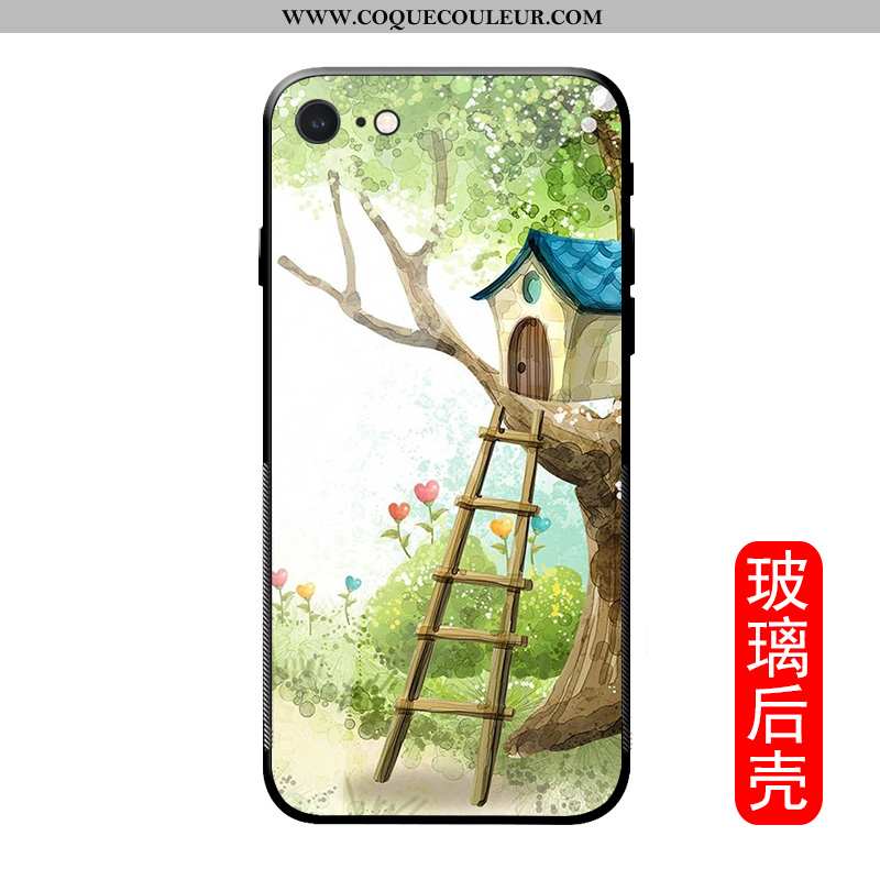 Coque iPhone Se (nouveau) Dessin Animé Créatif Verre, Housse iPhone Se (nouveau) Silicone Téléphone 