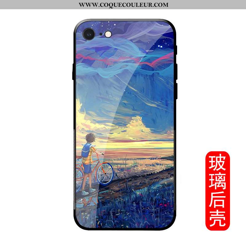 Coque iPhone Se (nouveau) Dessin Animé Créatif Verre, Housse iPhone Se (nouveau) Silicone Téléphone 