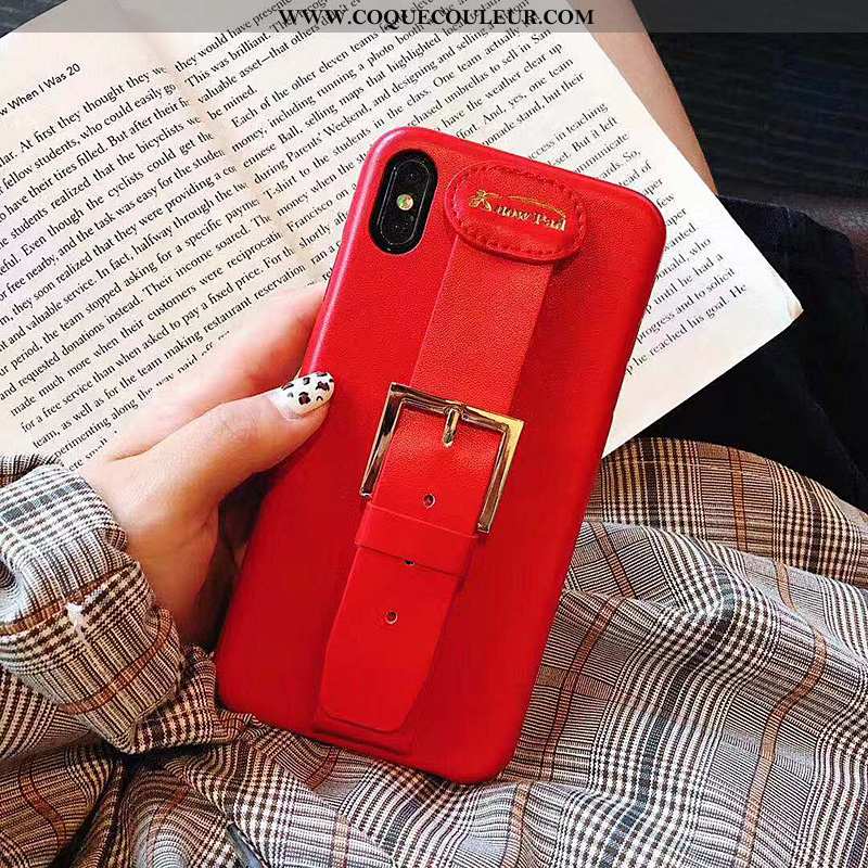 Étui iPhone X Créatif Cuir Incassable, Coque iPhone X Tendance Rouge