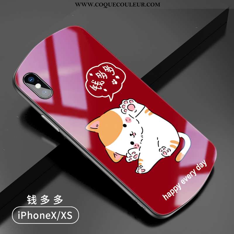 Étui iPhone X Protection Coque Étui, iPhone X Verre Net Rouge