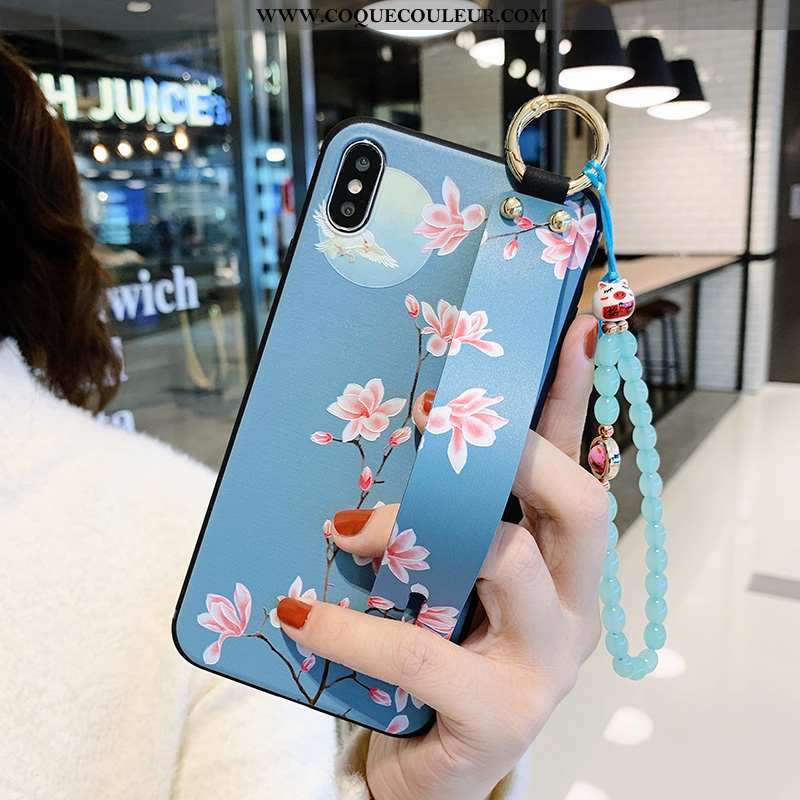 Housse iPhone X Fluide Doux Incassable Support, Étui iPhone X Silicone Petit Bleu