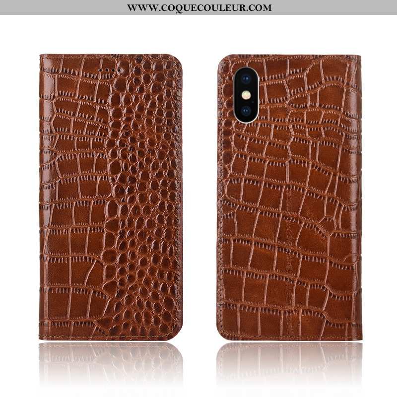 Étui iPhone X Créatif Silicone Protection, Coque iPhone X Cuir Véritable Marron