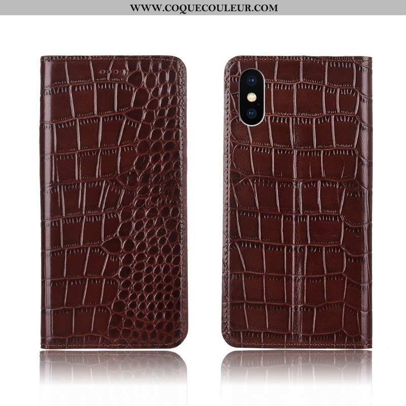 Étui iPhone X Créatif Silicone Protection, Coque iPhone X Cuir Véritable Marron