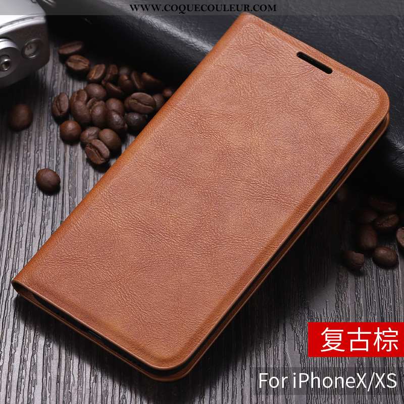 Étui iPhone X Tendance Housse Incassable, Coque iPhone X Légère Marron