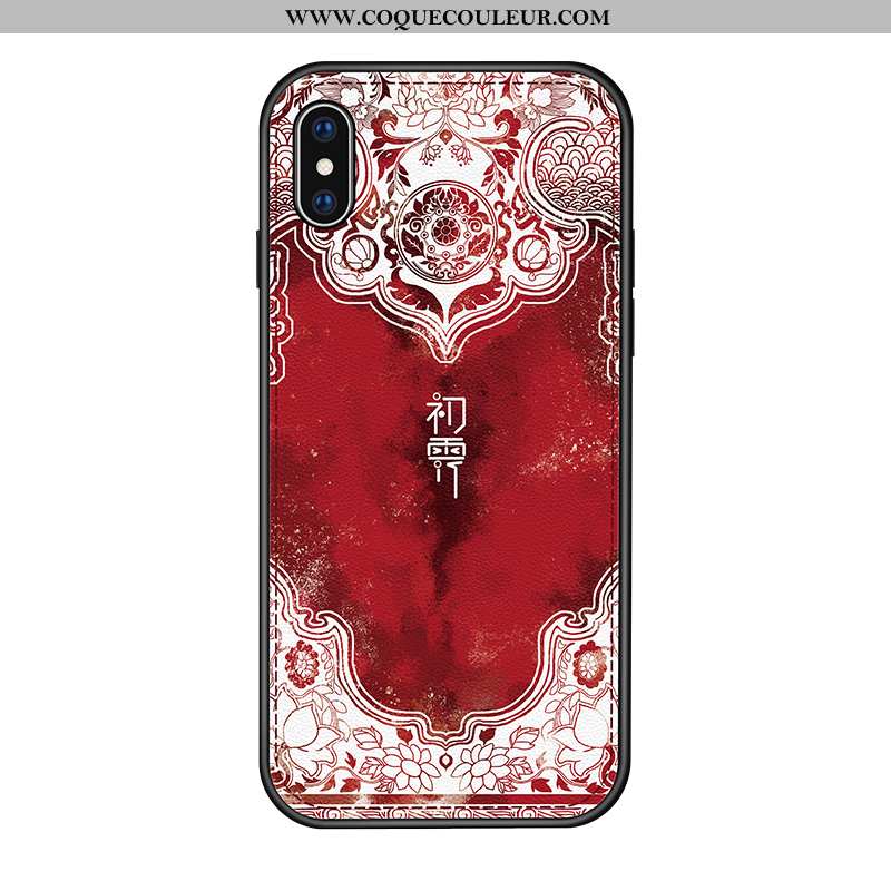 Coque iPhone X Cuir Tout Compris Créatif, Housse iPhone X Modèle Fleurie Tendance Rouge