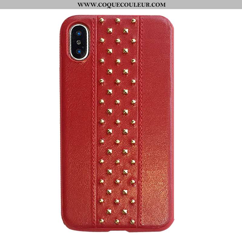 Housse iPhone X Protection Tendance Mode, Étui iPhone X Métal Simple Rouge