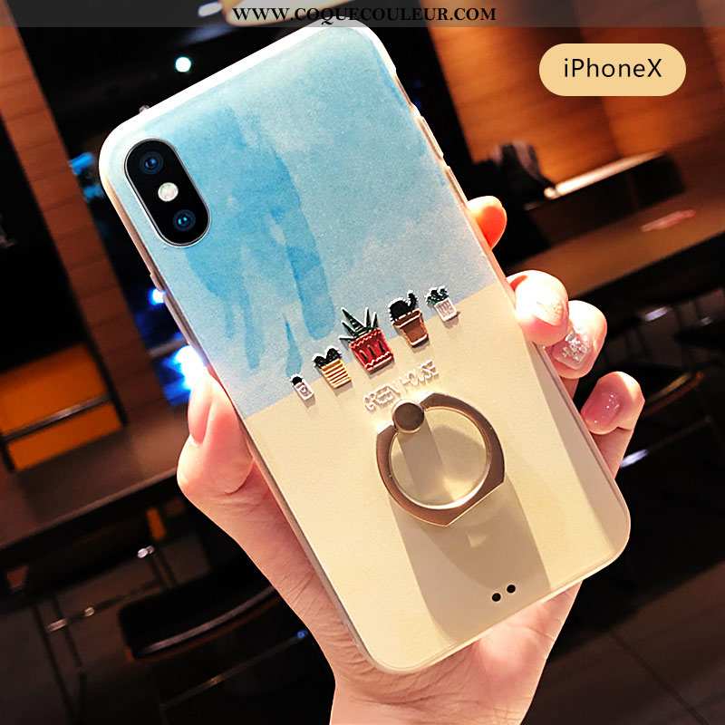 Coque iPhone X Personnalité Petit Téléphone Portable, Housse iPhone X Créatif Incassable Bleu