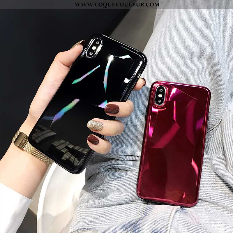 Coque iPhone X Protection Mode Géométrie, Housse iPhone X Luxe Téléphone Portable Rouge