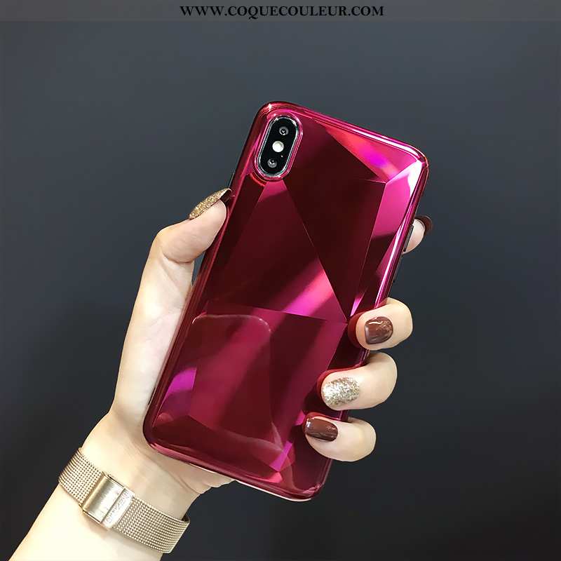 Coque iPhone X Protection Mode Géométrie, Housse iPhone X Luxe Téléphone Portable Rouge
