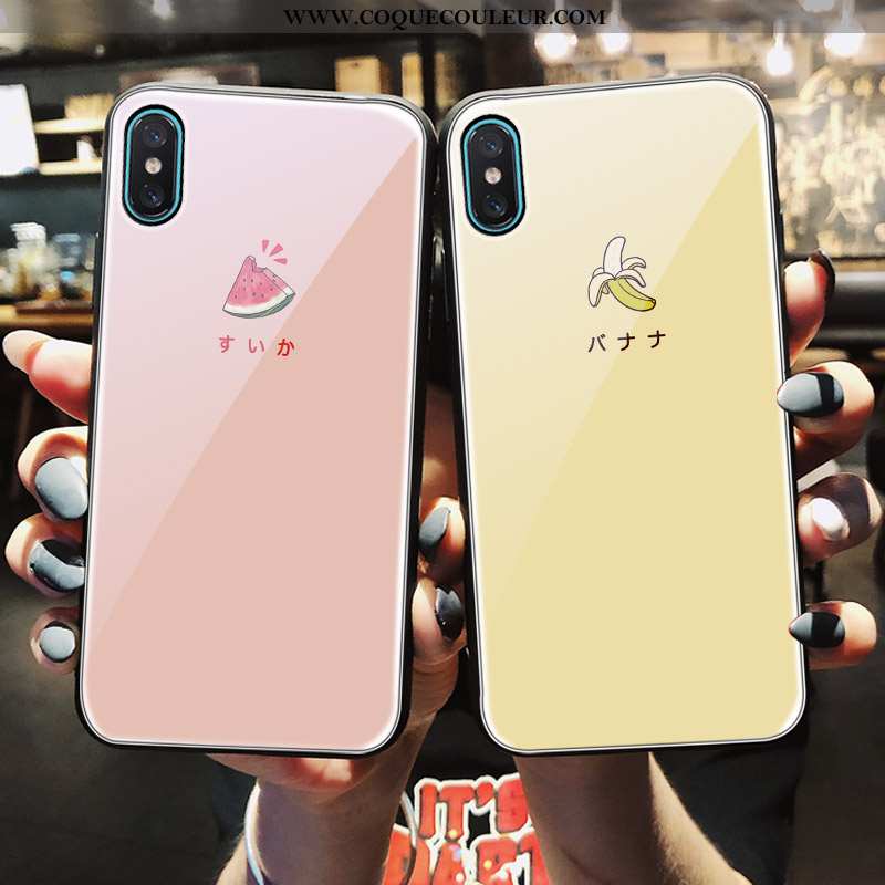 Coque iPhone X Charmant Frais, Housse iPhone X Verre Amoureux Rose