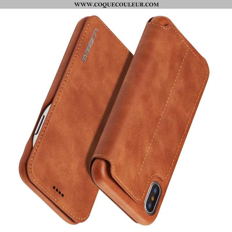 Housse iPhone X Cuir Rouge Tout Compris, Étui iPhone X Protection Clamshell