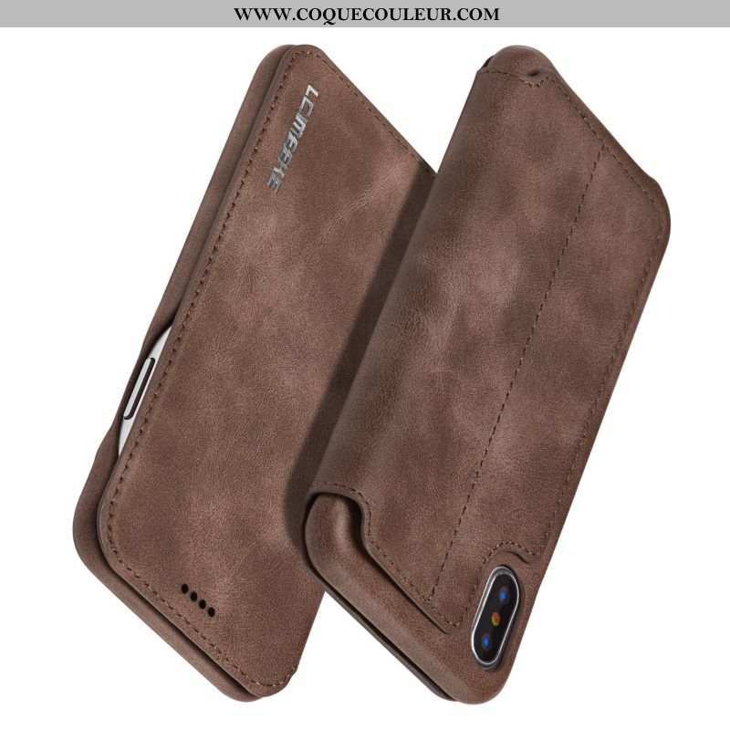 Housse iPhone X Cuir Rouge Tout Compris, Étui iPhone X Protection Clamshell