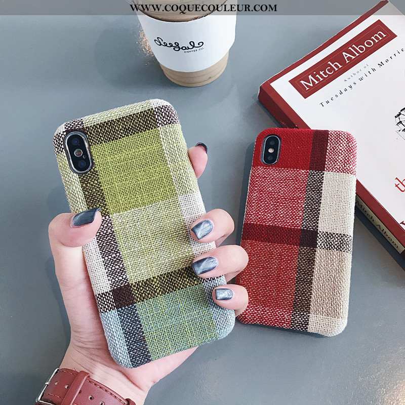 Coque iPhone X Fluide Doux Étui Flanelle, Housse iPhone X Simple Tissu Verte