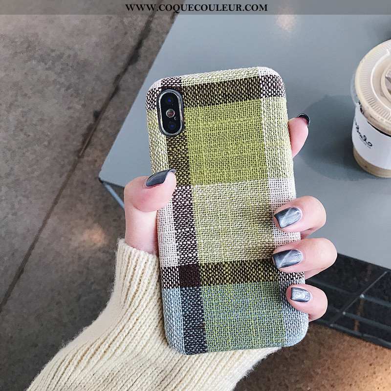 Coque iPhone X Fluide Doux Étui Flanelle, Housse iPhone X Simple Tissu Verte