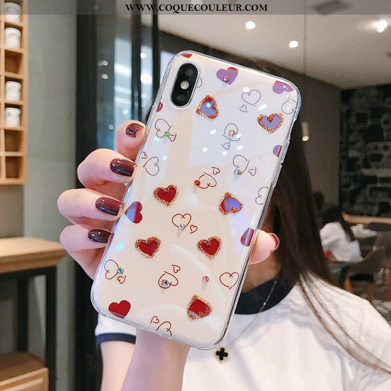 Coque iPhone X Strass Amour Amoureux, Housse iPhone X Tendance Rouge