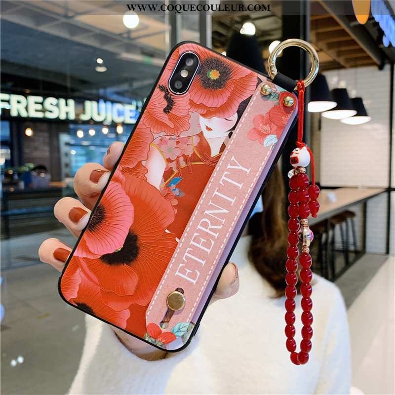 Housse iPhone X Créatif Ornements Suspendus Étui, Étui iPhone X Vintage Téléphone Portable Rouge