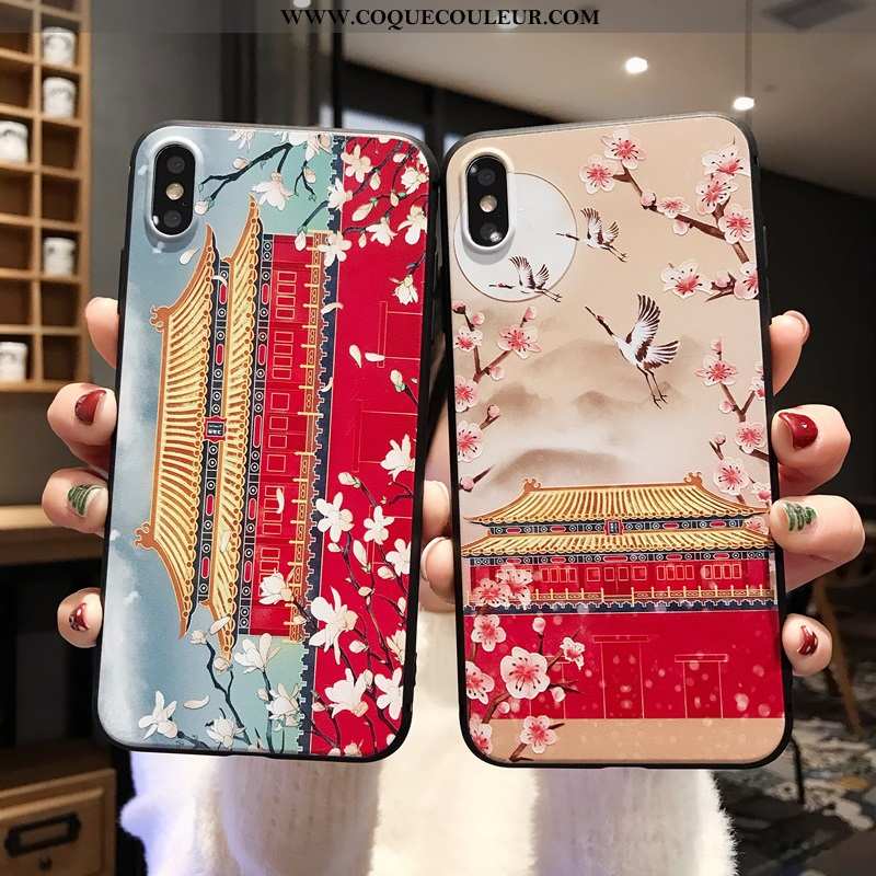 Étui iPhone X Gaufrage Incassable Silicone, Coque iPhone X Fluide Doux Nouveau Rouge