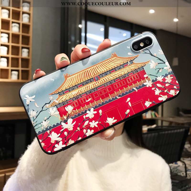 Étui iPhone X Gaufrage Incassable Silicone, Coque iPhone X Fluide Doux Nouveau Rouge